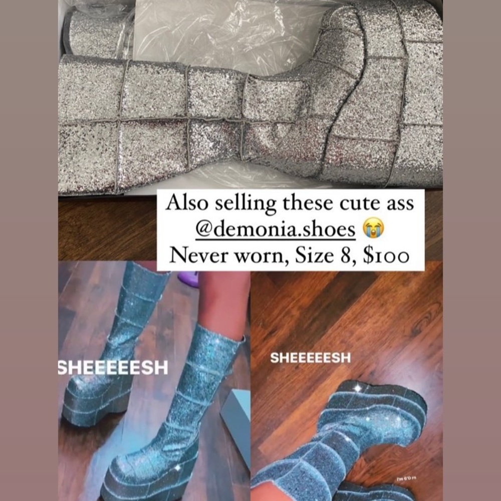 Demonia platforms, silver, size 8, never worn